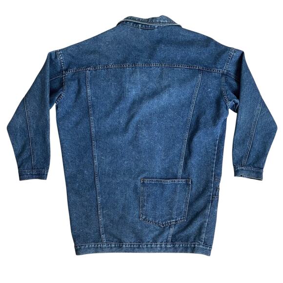 Vintage 80s Denim Weathered Blues Oversized Jacket Coat Workwear Unisex - Picture 3 of 7